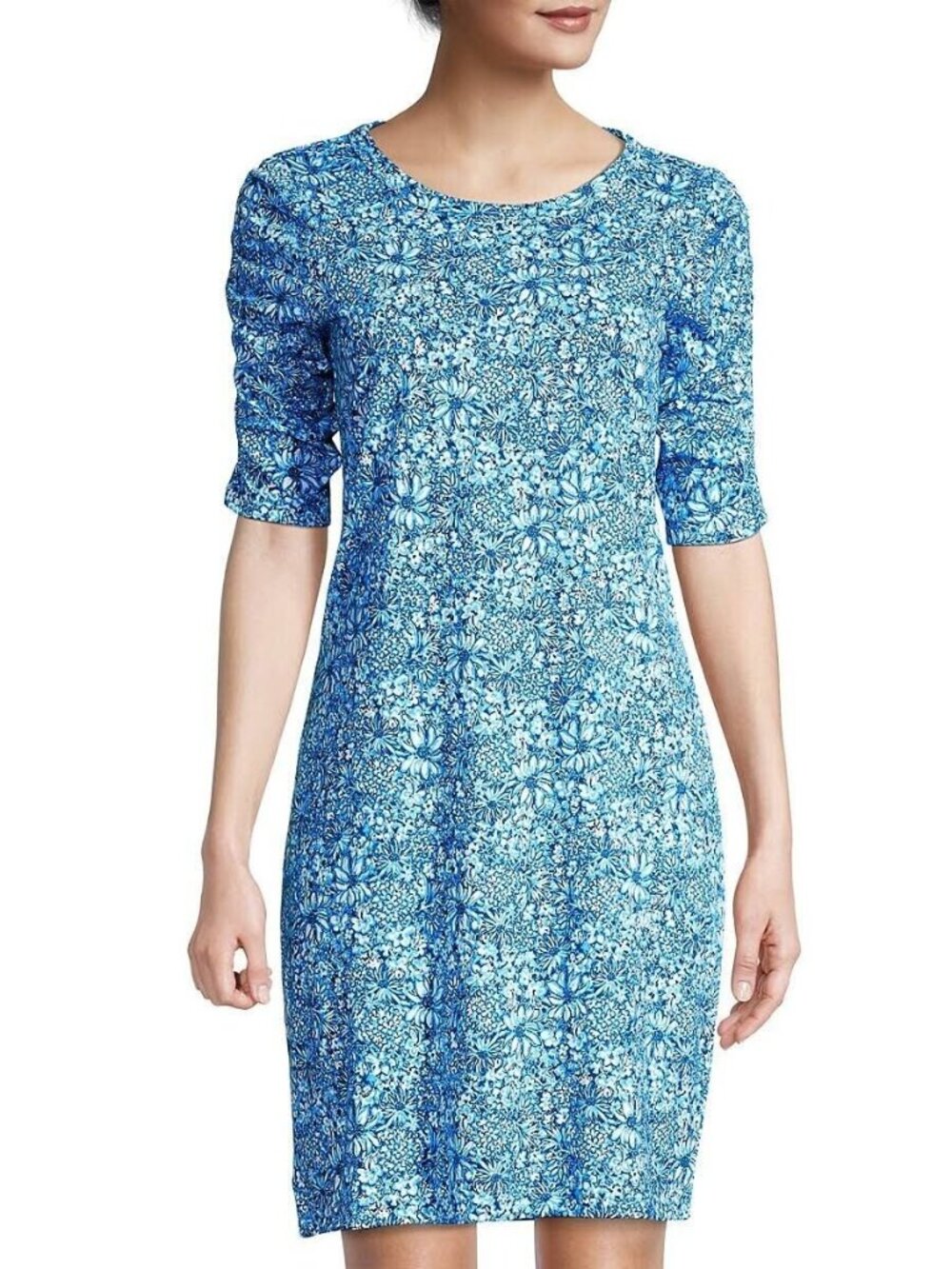 Lilly Pulitzer Belden T-Shirt Dress - Medium - Cumulus Blue Blooming Together